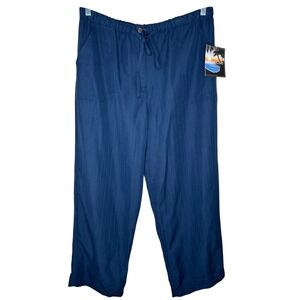 Sunset Cove NWT Women's Blue Rayon Blend‎ Casual Wide leg Pants XL Drawstring